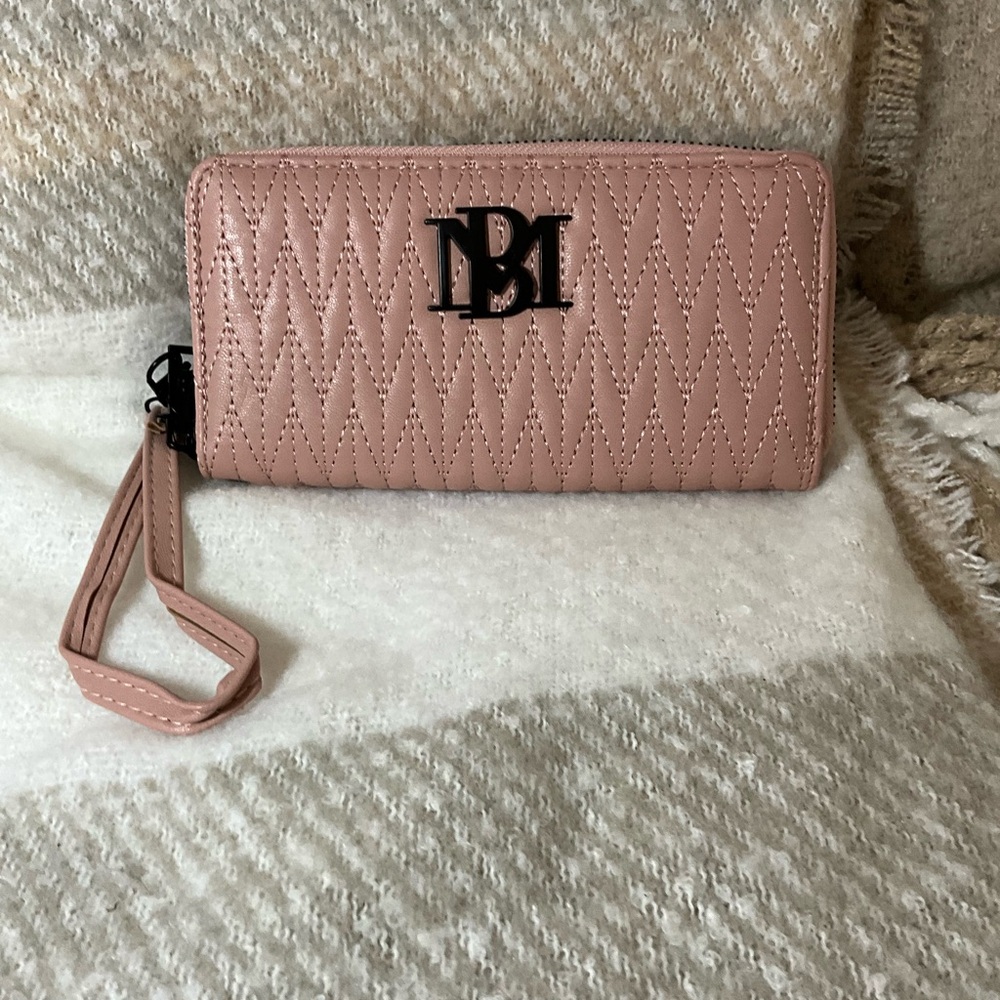 Bartley Mischka Stylish Pink Quilted Wallet with Wrist Strap